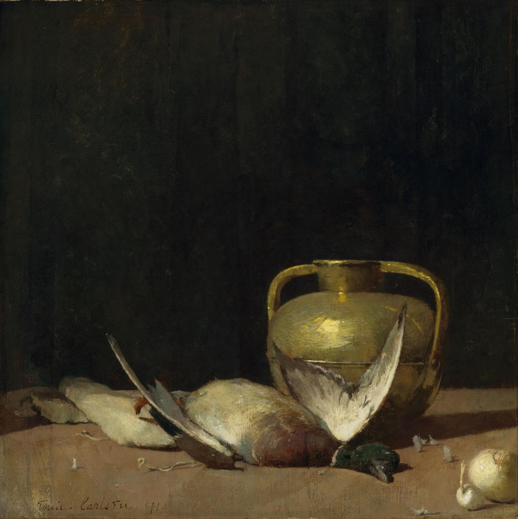 Emil Carlsen Still life [with mallard duck and urn], 1891