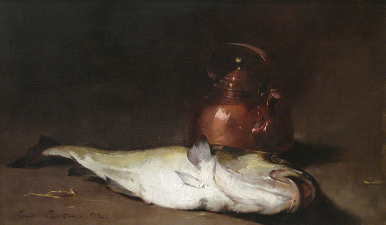 Emil Carlsen : Still life with fish and copper kettle, 1892.