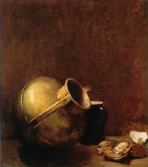Emil Carlsen Still Life with Oysters and Brass Jug (also known as Bronze Jug and Oysters & Still Life with Copper Pot) 1892