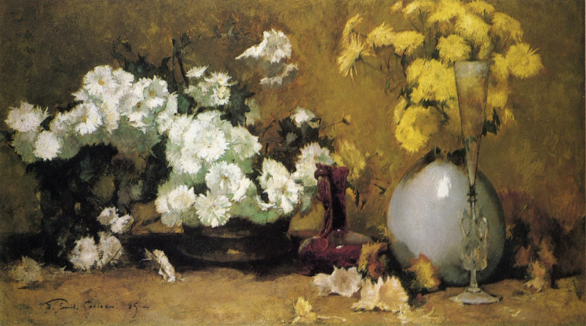 Emil Carlsen Still Life: Chrysanthemums (also called Still Life with Flowers), 1885