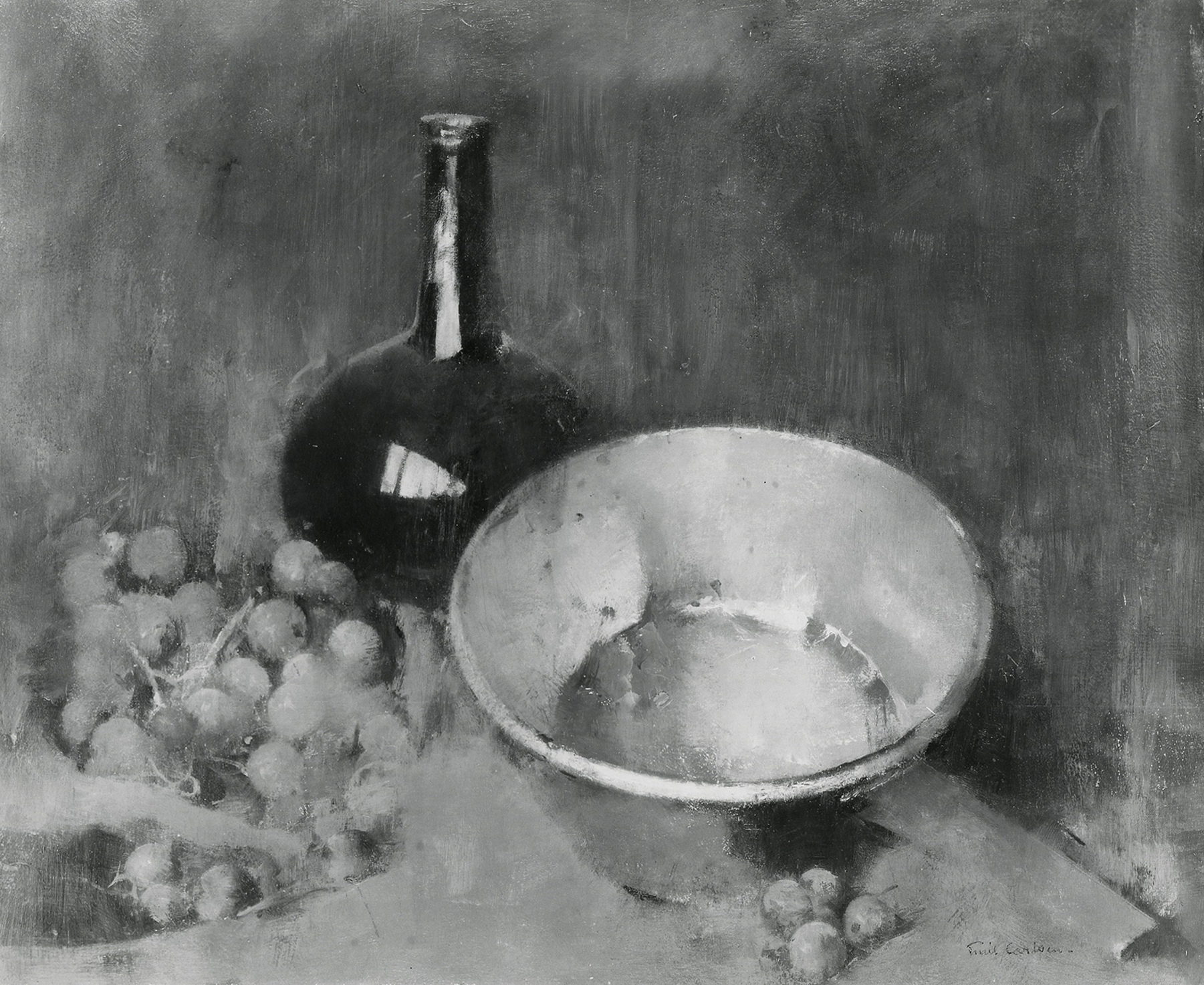 Emil Carlsen : Still life [copper, flask and grapes], ca.1931.