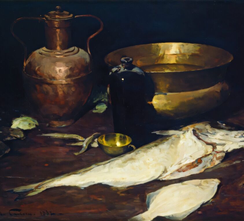 Emil Carlsen : Still life with fish, 1882.