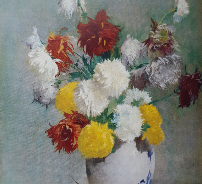 Emil Carlsen : Still life of chrysanthemums in a canton vase, 1893.