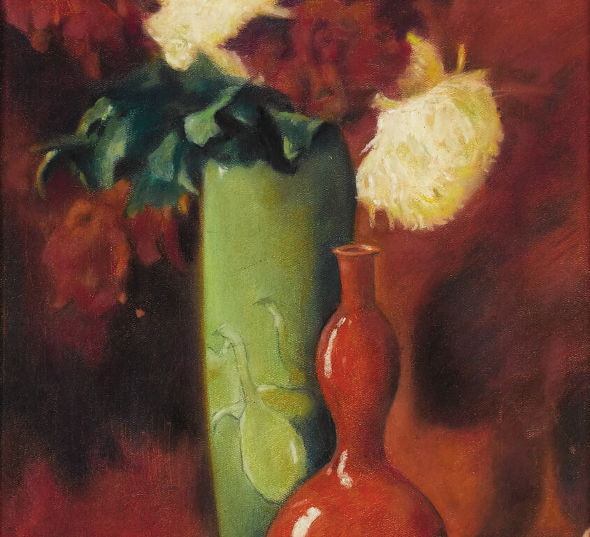 Emil Carlsen : Bouquet of flowers and vases, ca.1896.