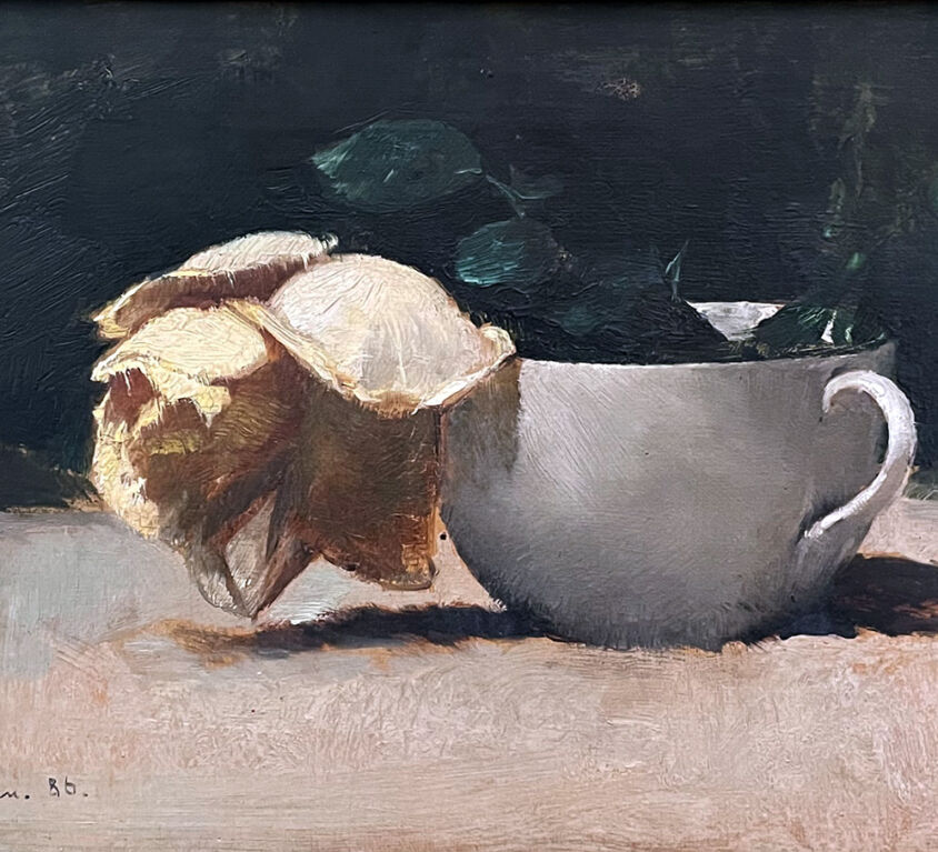 Emil Carlsen : Yellow rose and cup, 1886.