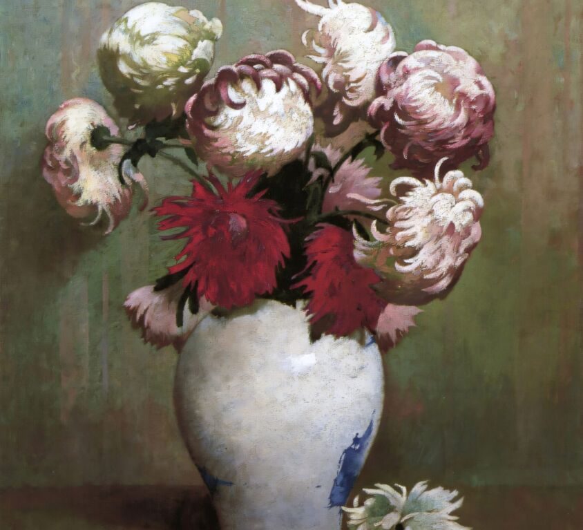 Emil Carlsen : Chrysanthemums in a Canton vase, 1893.
