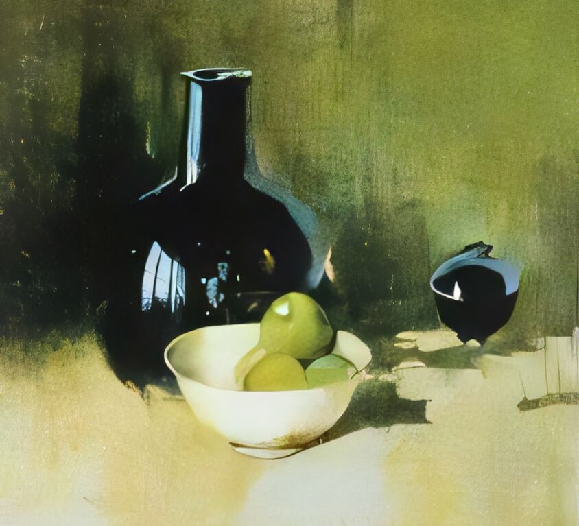 Emil Carlsen : Still-life with green apple, ca.1931.